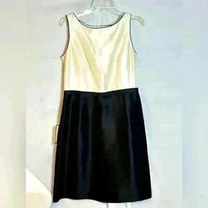 NWT! Ann Taylor 100% Silk Sheath Evening Dress (Black/White) Size 10P